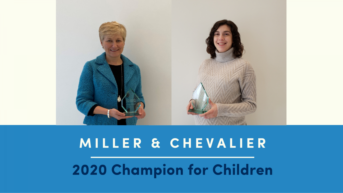 Badge noting firm as a 2020 Champion for Children