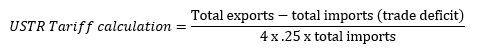 USTR formula used to calculate tariffs